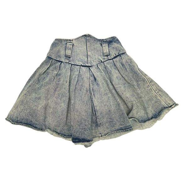 VTG Denim Skirt Flare Mini Stone Wash High Rise Pleats Women’s Size 14 - Picture 1 of 9